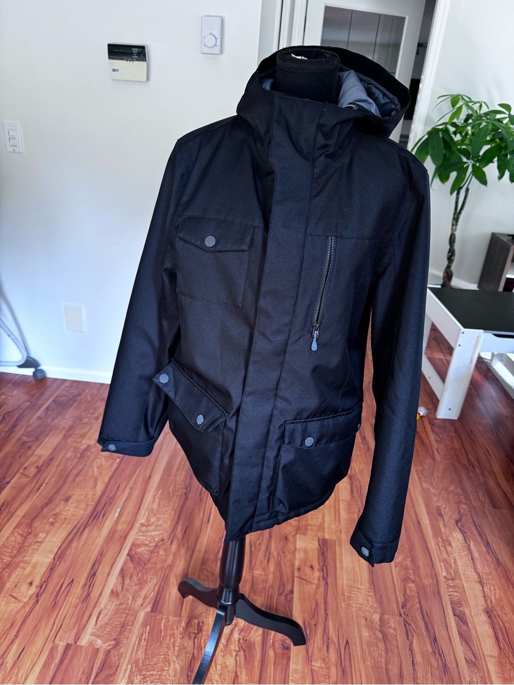 Men's Black Hooded Weatherproof Jacket